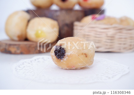 flavored ball donuts as a background 116308346