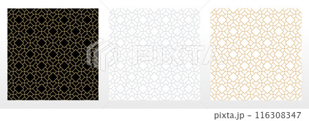 Set of abstract geometric patterns. Seamless vector backgrounds. Colored ornaments Graphic modern patterns Simple lattice graphic design Set of abstract geometric patterns. Seamless vector backgrounds. Colored ornaments Graphic modern patterns Simple lattice graphic design 116308347