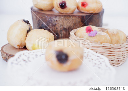 flavored ball donuts as a background 116308348