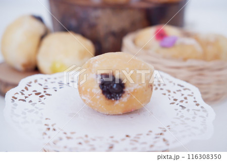 flavored ball donuts as a background 116308350