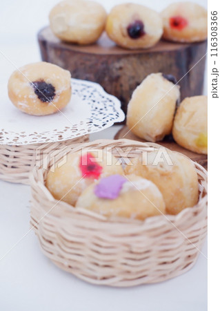 flavored ball donuts as a background 116308366