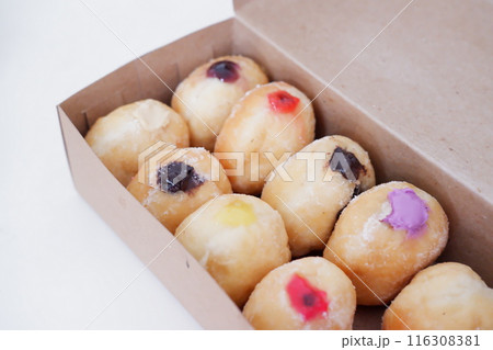 flavored ball donuts as a background 116308381