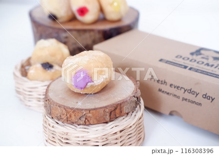 flavored ball donuts as a background 116308396
