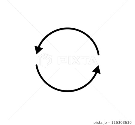 シンプルな回転する矢印のアイコン 116308630