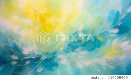 油絵風の抽象的な枝と葉っぱの背景イラスト 116309460