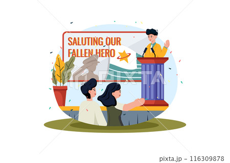 Community leaders deliver speeches to honor those who have served and sacrificed. 116309878
