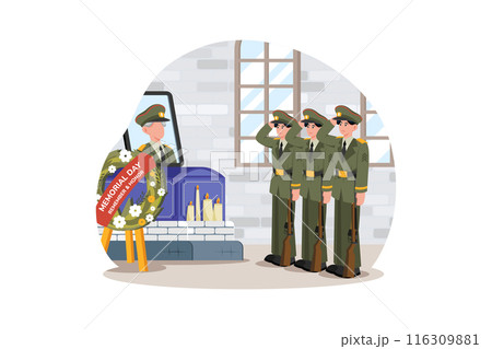 Military units conduct memorial ceremonies to remember their fallen comrades. 116309881