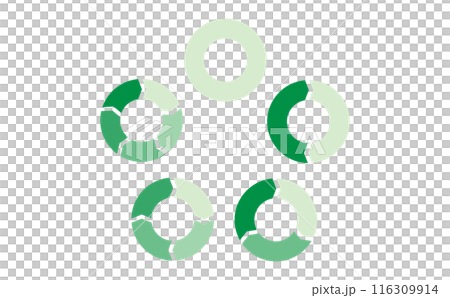 Set of green circular flow charts Set of green circular flow charts 116309914