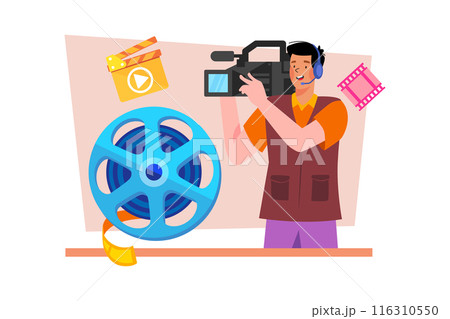 A filmmaker shoots a short film to submit to a festival. A filmmaker shoots a short film to submit to a festival. 116310550
