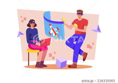 A VR content creator immerses viewers in a virtual world. 116310565