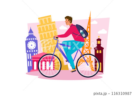 A man renting a bike to explore the city A man renting a bike to explore the city 116310987
