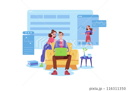 People Watching Online Analytics Illustration concept on white background People Watching Online Analytics Illustration concept on white background 116311350