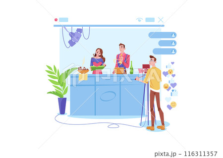 A Couple Doing A Live Podcast Show 116311357