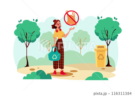 No Plastic Bag Illustration concept on white background No Plastic Bag Illustration concept on white background 116311384