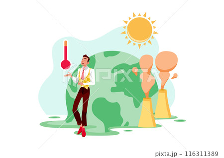 Global Warming Awareness Illustration concept on white background 116311389