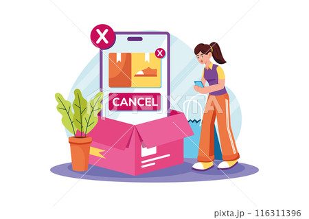 Cancel Order Illustration concept on white background Cancel Order Illustration concept on white background 116311396