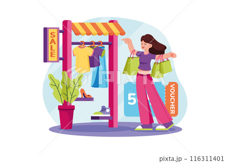 Clothes Discount Illustration concept on white background Clothes Discount Illustration concept on white background 116311401