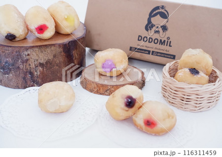 flavored ball donuts as a background 116311459