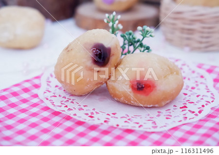 flavored ball donuts as a background 116311496