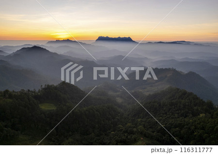 Landscape of Morning Mist with Mountain Layer at Doi Luang Chiang Dao Chiang Mai Thailand. 116311777