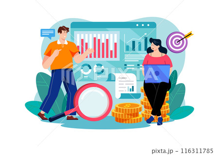 Business income tracking Illustration concept. A flat illustration isolated on white background Business income tracking Illustration concept. A flat illustration isolated on white background 116311785