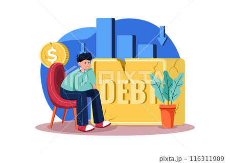 Businessman With Huge Debt Illustration concept on white background 116311909