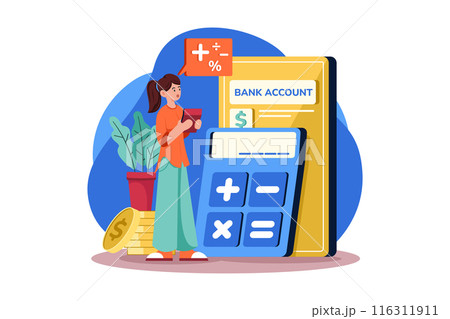 Woman Calculating Left Balance In Account 116311911