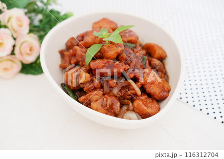 delicious teriyaki chicken as a background 116312704