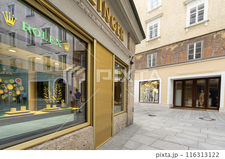 the Rolex luxury brand store in Salzburg, Austria the Rolex luxury brand store in Salzburg, Austria 116313122
