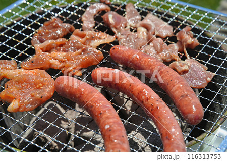 バーベキュー炭火焼き焼肉ソーセージ バーベキュー炭火焼き焼肉ソーセージ 116313753