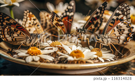 butterflies drinking nectar from flowers butterflies drinking nectar from flowers 116314028