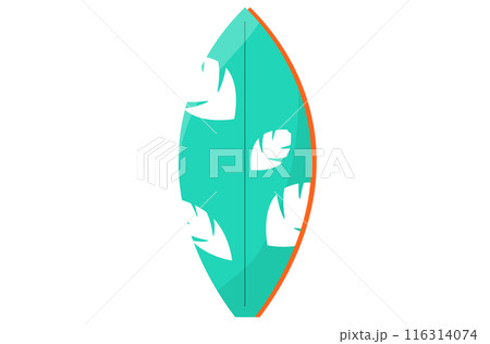 葉っぱの柄のサーフボード。夏のサーフィン。ベクターイラスト	 116314074