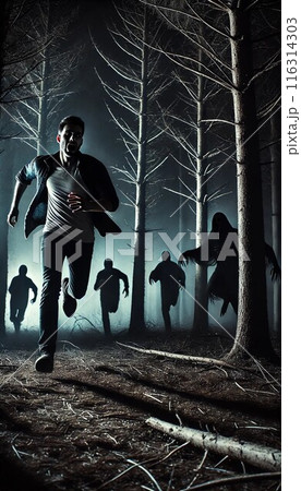 追跡者から逃げる男性 116314303