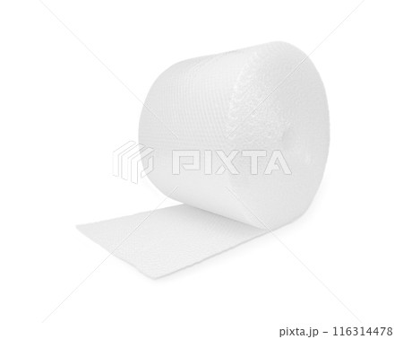 a roll of bubble wrap, which is a type of plastic sheeting with small, air-filled bubbles that is used to protect fragile items during shipping. 116314478