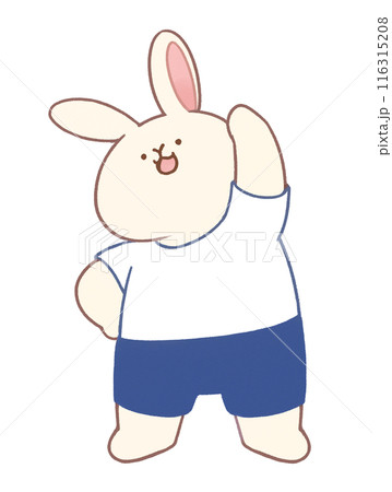 ラジオ体操をするウサギ ラジオ体操をするウサギ 116315208