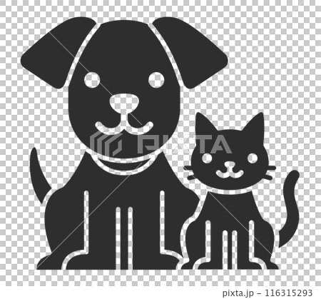 白黒の犬と猫のアイコン 116315293