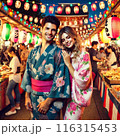 夏祭り観光外国人カップル 116315453