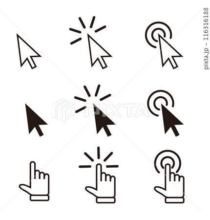マウスカーソル　クリック　アイコン　セット 116316188