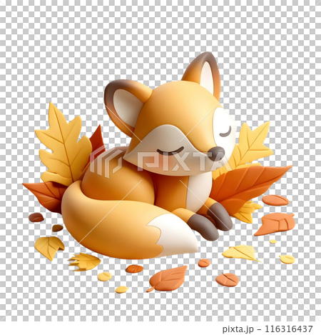 3d fox in autumn  3d fox in autumn  116316437
