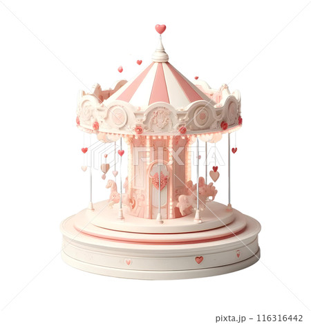 3d carousel with hearts  116316442