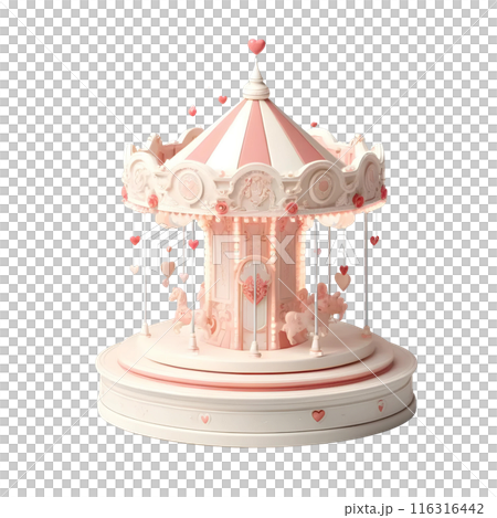 3d carousel with hearts  116316442