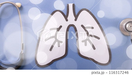 Image of spots over lungs and stethoscope 116317246