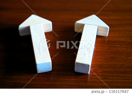 違う方向を向いた矢印 116317687