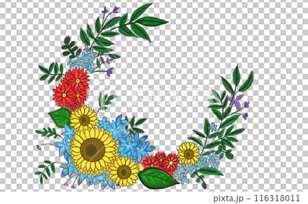 Colorful sunflower half wreath Colorful sunflower half wreath 116318011
