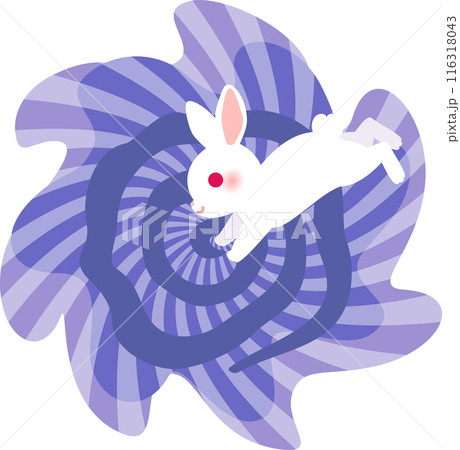 渦の中へ飛び込むウサギ、ウサギの穴 116318043