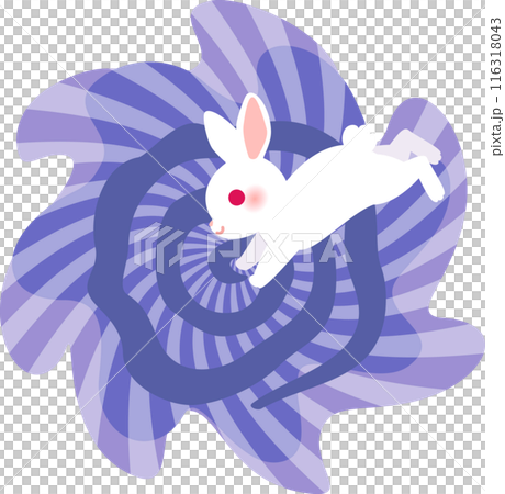 渦の中へ飛び込むウサギ、ウサギの穴 116318043