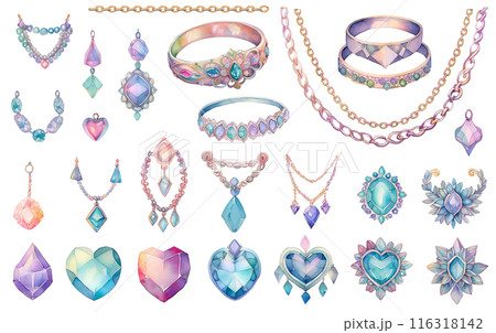 水彩画のアクセサリーセット 116318142