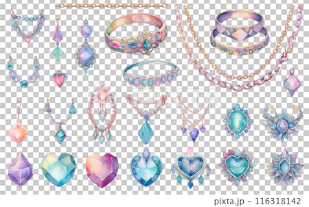 水彩画のアクセサリーセット 116318142