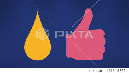 Image of filled thumb and drop icons with...のイラスト素材 [116318251] - PIXTA