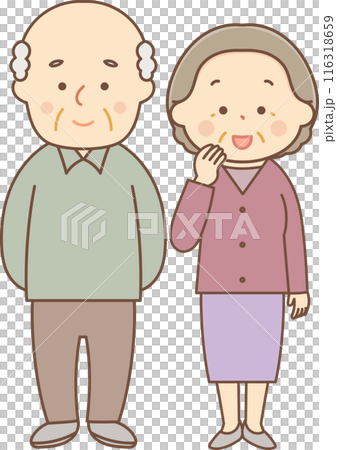 老夫婦微笑著站著 116318659